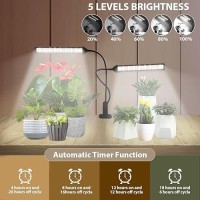 Grow Light Led Gooseneck Lamp 6500K 80W Full Spectrum 144 Led Plant Lamp Clipon Desk For Indoor Plants Growing Timer Setting 4