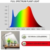 Grow Light Led Gooseneck Lamp 6500K 80W Full Spectrum 144 Led Plant Lamp Clipon Desk For Indoor Plants Growing Timer Setting 4