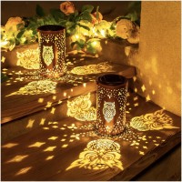 Owl Solar Lanterns Outdoor Waterproof Hanging Solar Lights Owl Gifts For Women Men Metal Decorative Led Owl Lanterns For Garden