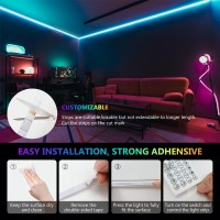 Lightillumina 164Ft Led Strip Lights Rgb Led Lights For Bedroom Smart Led Light Strips With Remote Waterproof Color Changing Li