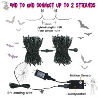 Toodour Halloween Lights Outdoor 131Ft 350 Led Halloween String Light With Spooky Music Waterproof Plug In Motion Sensor Orang