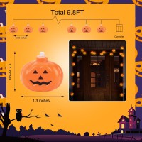 Halloween Decorations 98Ft 20 Led Pumpkin String Lights Battery Operated 2 Mode Steadyflickering Waterproof Halloween Lights