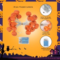 Halloween Decorations 98Ft 20 Led Pumpkin String Lights Battery Operated 2 Mode Steadyflickering Waterproof Halloween Lights