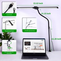 Jsot Desk Lamp Timable Double Head Led Desk Lamps 15 Lighting Modes Adjustable Flexible Gooseneck Clamp Light Dimmable Desk