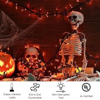 Brizlabs Halloween Lights 300Ct Incandescent Halloween Garland Lights Connectable Orange Halloween String Lights Amber Clust