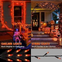 Brizlabs Halloween Lights 300Ct Incandescent Halloween Garland Lights Connectable Orange Halloween String Lights Amber Clust