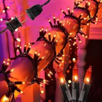 Brizlabs Halloween Lights 300Ct Incandescent Halloween Garland Lights Connectable Orange Halloween String Lights Amber Clust