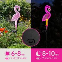 2Pack Solar Flamingo Pink Neon Light Flamingo Solar Lights Outdoor Yard Flamingos Waterproof Garden Stake Light Flamingo Lights