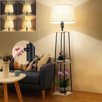 Lightdot 60In Dimmable Brightness Adjustable Floor Lamp With Shelves 3Tier Corner Display Standing Lamp With Fabric Shade E