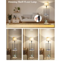 Lightdot 60In Dimmable Brightness Adjustable Floor Lamp With Shelves 3Tier Corner Display Standing Lamp With Fabric Shade E