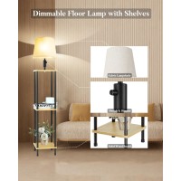 Lightdot 60In Dimmable Brightness Adjustable Floor Lamp With Shelves 3Tier Corner Display Standing Lamp With Fabric Shade E