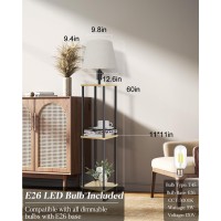 Lightdot 60In Dimmable Brightness Adjustable Floor Lamp With Shelves 3Tier Corner Display Standing Lamp With Fabric Shade E