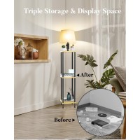 Lightdot 60In Dimmable Brightness Adjustable Floor Lamp With Shelves 3Tier Corner Display Standing Lamp With Fabric Shade E