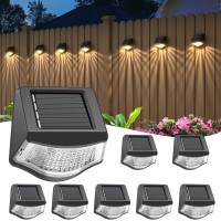 Solar Fence Lights 8 Pack Waterproof Solar Lights Outdoor 2 Led Solar Deck Lights For Stairs Step Fence Wall Yard And Pati