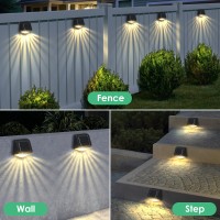 Solar Fence Lights 8 Pack Waterproof Solar Lights Outdoor 2 Led Solar Deck Lights For Stairs Step Fence Wall Yard And Pati