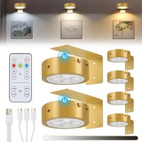 Glighone 6Pcs Rechargeable Picture Lights Battery Operated Wall Lights For Pictures With Remote Dimmable And Timer 3 Lighting M