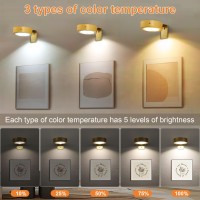 Glighone 6Pcs Rechargeable Picture Lights Battery Operated Wall Lights For Pictures With Remote Dimmable And Timer 3 Lighting M