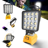 L1Nxixi Cordless 20V Max Led Work Light For Dewalt Battery 45W 4500Lm Flashlight Battery Light Led Flood Light With Usb Chargi