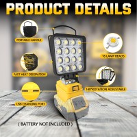 L1Nxixi Cordless 20V Max Led Work Light For Dewalt Battery 45W 4500Lm Flashlight Battery Light Led Flood Light With Usb Chargi