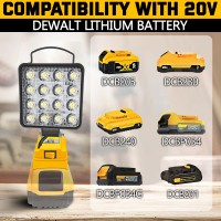 L1Nxixi Cordless 20V Max Led Work Light For Dewalt Battery 45W 4500Lm Flashlight Battery Light Led Flood Light With Usb Chargi