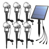 Aponuo Solar Spot Lights Outdoor 6In1 Solar Landscape Lights Dusk To Dawn Solar Uplights Ip65 Waterproof 98Ft Cable Outdoor S