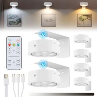 Glighone 6 Pack Rechargeable Battery Led Picture Light Wall Lights For Pictures With Remote Dimmable And Timer 3 Lighting Modes