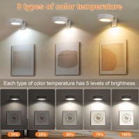 Glighone 6 Pack Rechargeable Battery Led Picture Light Wall Lights For Pictures With Remote Dimmable And Timer 3 Lighting Modes