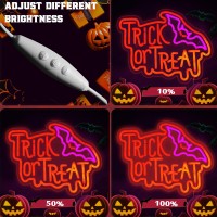 Halloween Neon Sign Halloween Trick Or Treat Neon Light Battery Or Usb Powered For Wall Decor Adjustable Brightness Halloween