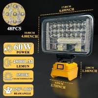 L1Nxixi Cordless 20V Max Led Work Light For Dewalt Battery 60W 5400Lm Portable Flashlight Led Flood Light Battery Light With T