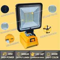 L1Nxixi Portable Led Work Light For Dewalt 20V Battery 45W 4500Lm Cordless Flood Lights With Low Voltage Protection And Usb Cha