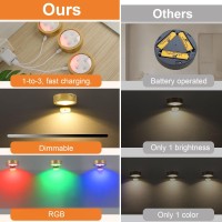 6Pcs Rechargeable Picture Lights 13 Rgb Color Magnetic Led Wireless Art Display Light Battery Operated Wall Lights For Pictures