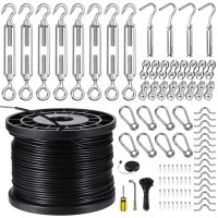 Blika Globe String Light Suspension Kit Outdoor Light Guide Wire 600Ft Coated Stainless Steel 304 Wire Rope String Light Hang