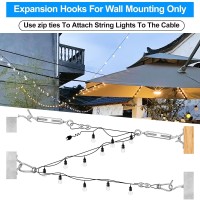 Ugarden Upgraded Outdoor String Light Hanging Kit 350Ft Globe String Light Suspension Kit Wexpansion Hook Stainless Steel 304