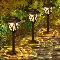 6 Pack Solar Lights Outdoor Waterproof Solar Garden Lights Solar Lights For Outside With Warm Led Light Solar Yard Lights Land