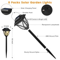 6 Pack Solar Lights Outdoor Waterproof Solar Garden Lights Solar Lights For Outside With Warm Led Light Solar Yard Lights Land