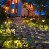 6 Pack Solar Lights Outdoor Waterproof Solar Garden Lights Solar Lights For Outside With Warm Led Light Solar Yard Lights Land