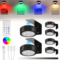 Glighone 6Pcs Rechargeable Battery Picture Light 13 Rgb Color Magnetic Wall Lights For Pictures With Remote Dimmable And Timer