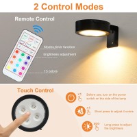 Glighone 6Pcs Rechargeable Battery Picture Light 13 Rgb Color Magnetic Wall Lights For Pictures With Remote Dimmable And Timer