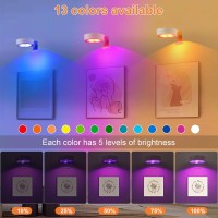 Glighone 6Pcs Rechargeable Battery Picture Light 13 Rgb Color Magnetic Wall Lights For Pictures With Remote Dimmable And Timer