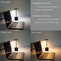 Cordless Table Lamp Rechargeable Outdoor Portable Battery Operated Led Light Ip54 3 Color Dimmable For Home Restaurant Outsid