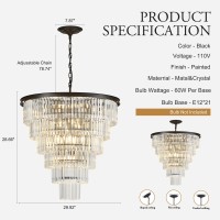 Faibra 2992 Black Crystal Chandelier 21Light Modern Crystal Pendant Ceiling Light Fixture 7Tier Luxury K9 Crystal Chandelie