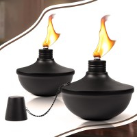 Fantorches 2Pack Upgraded Tabletop Torches 24 Oz Citronella Torch Lights Refillable Torch With Wicks Covers And Funnel Inc