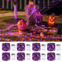 Jmexsuss 8 Pack 50 Led Orange And Purple Fairy Lights Battery Operated 161Ft Twinkle Lights