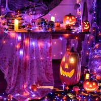 Jmexsuss 8 Pack 50 Led Orange And Purple Fairy Lights Battery Operated 161Ft Twinkle Lights