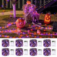 Jmexsuss 8 Pack 50 Led Orange And Purple Fairy Lights Battery Operated 161Ft Twinkle Lights