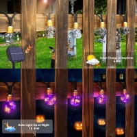 Orange Purple Halloween Lights Outdoor 20Ft Solar Halloween String Lights Vintage Rope Hemp Halloween Lights Waterproof With 8