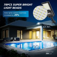 2Pack Solar Street Lights Outdoor Waterproof Solar Lights Outdoor 6500K Led Solar Flood Light Dusk To Dawn Solar Powered Street