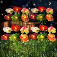 Solar Garden Lights Outdoor 2024 Upgraded Solar Red Anthurium Plant Lights Outside Waterproof Gardening Gifts For Mothers Day