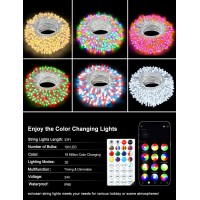 Echosari Smart String Lights Rgb Color Changing Ic 100 Led Christmas String Lights 33Ft With Remote App Control Music Sync Fa