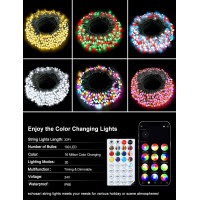 Echosari Smart String Lights Rgb Color Changing Ic 100 Led 33Ft Fairy Lights With Remote App Control Music Sync Christmas Tr